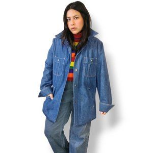 Lee vintage 70's dagger collar longline denim jean 100% cotton jacket